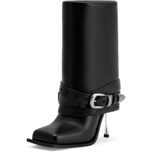 JW PEI Women’s Emilia Western Buckled Leather Stiletto Boots
