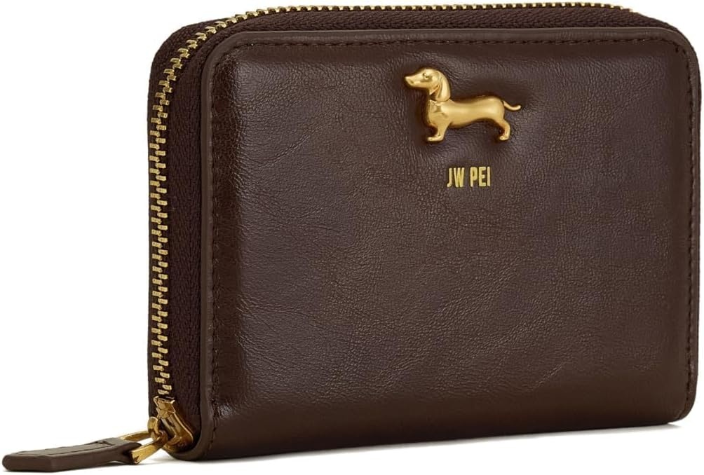 image:imageJW PEI Maeve Dachshund Metal Emblem Zip Wallet ChocolateChocolate