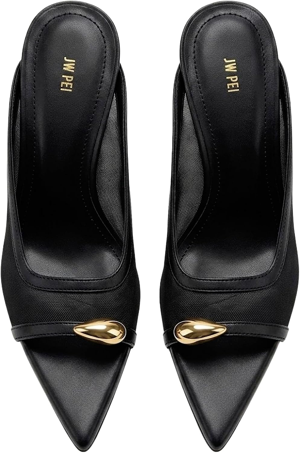 image:imageJW PEI Womens Noemi PointedToe Mesh Mule HeelsBlack Tulle