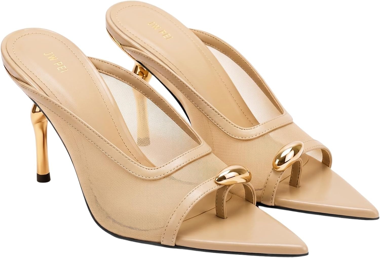 image:imageJW PEI Womens Noemi PointedToe Mesh Mule HeelsKhaki