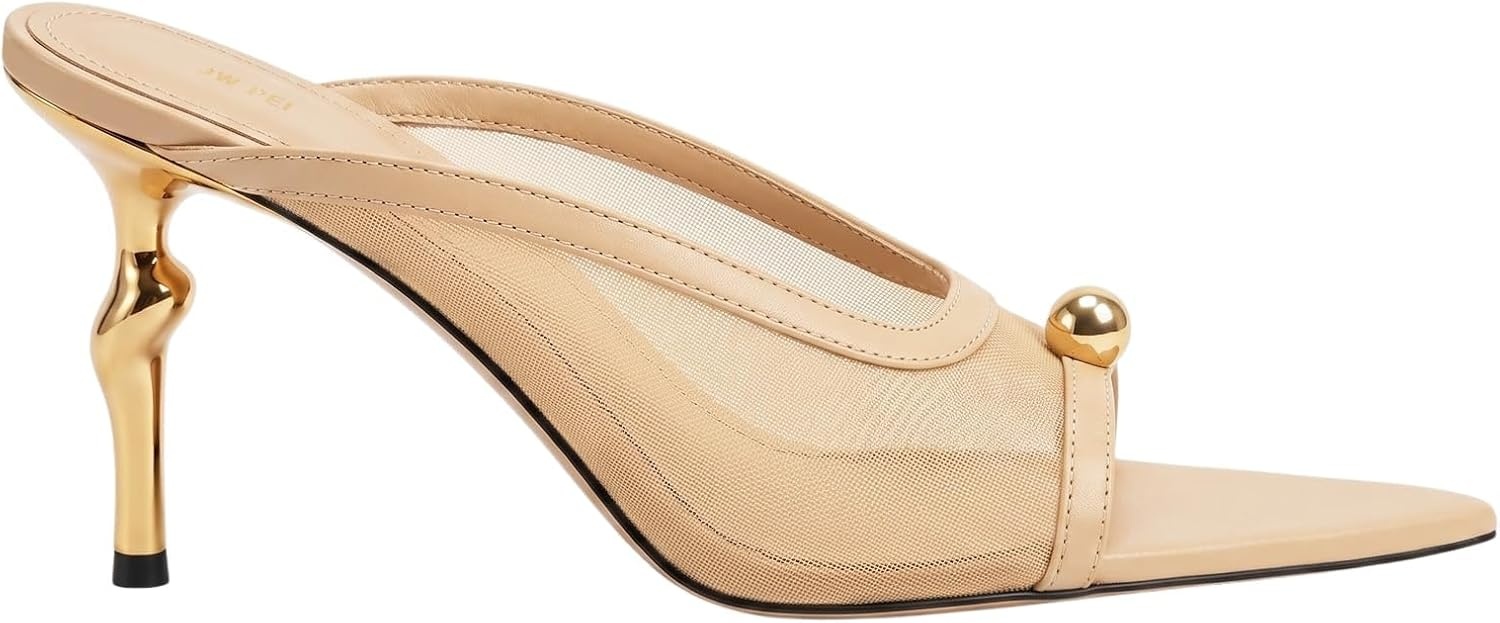 image:imageJW PEI Womens Noemi PointedToe Mesh Mule HeelsKhaki