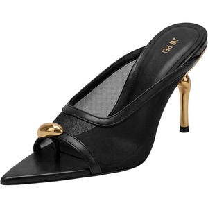 JW PEI Women’s Noemi Pointed-Toe Mesh Mule Heels(Black Tulle)