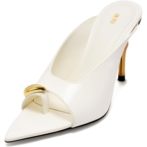 JW PEI Women’s Noemi Pointed-Toe Mesh Mule Heels(White)