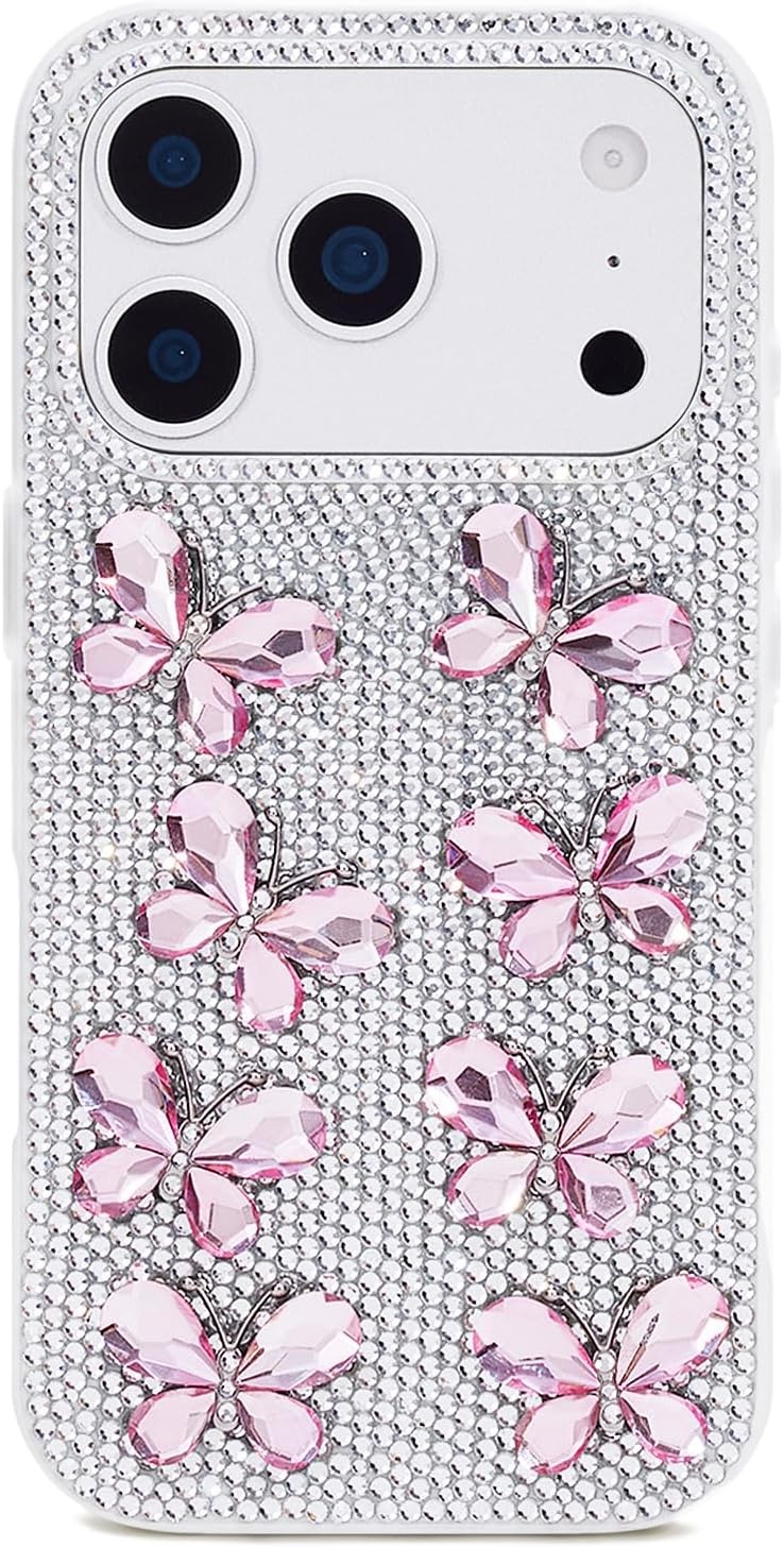 image:imageJW PEI Shark Blue Artificial Crystal Phone Case BlueButterfly Crystal White