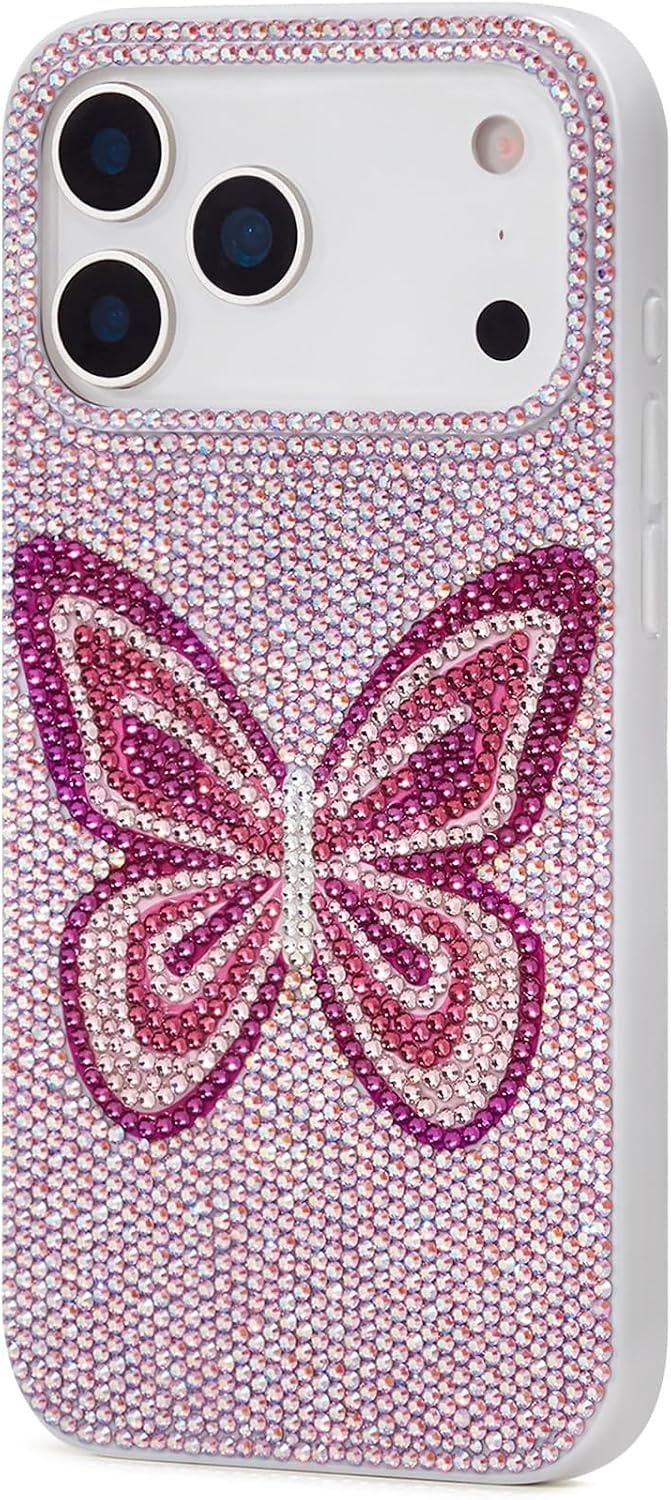 image:imageJW PEI Shark Blue Artificial Crystal Phone Case BlueButterfly Pink