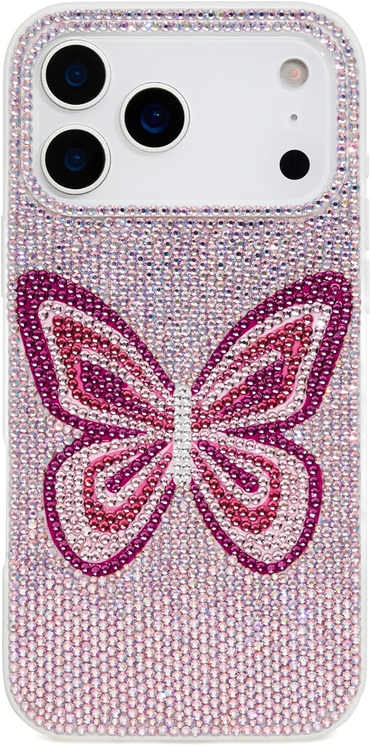 image:imageJW PEI Shark Blue Artificial Crystal Phone Case BlueButterfly Pink