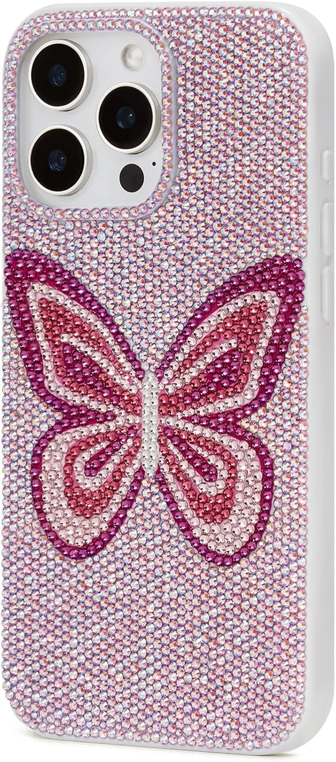 image:imageJW PEI Shark Blue Artificial Crystal Phone Case BlueButterfly Pink