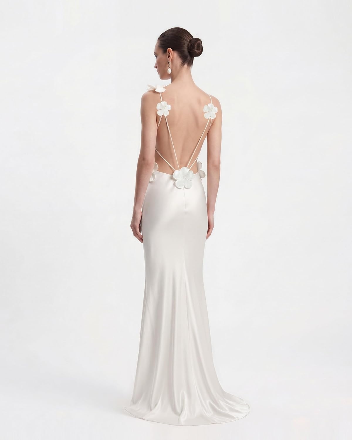 image:imageJW PEI Womens 3D Floral Appliqu Satin DressWhite