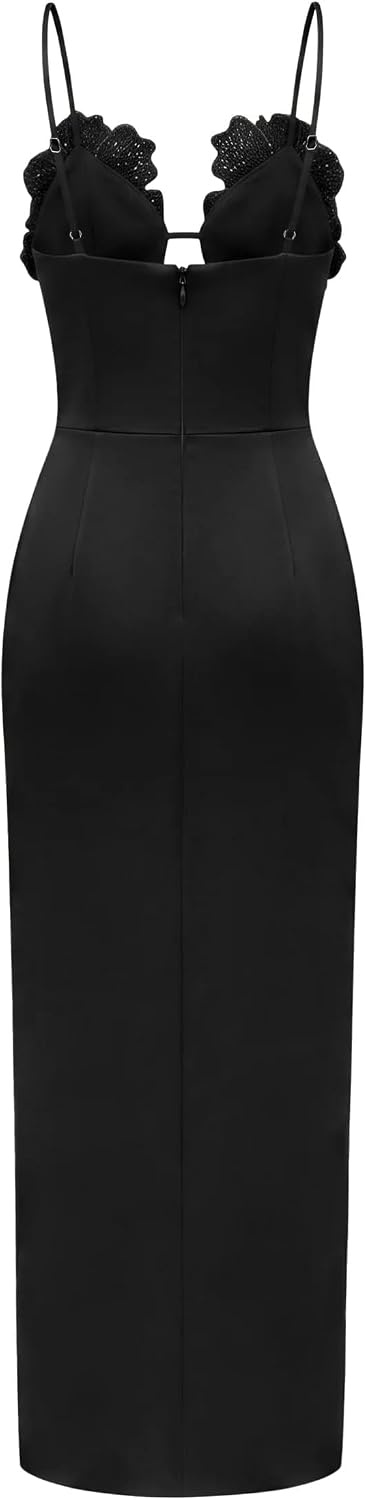 image:imageJW PEI Womens 3D Floral Strappy Maxi DressBlack