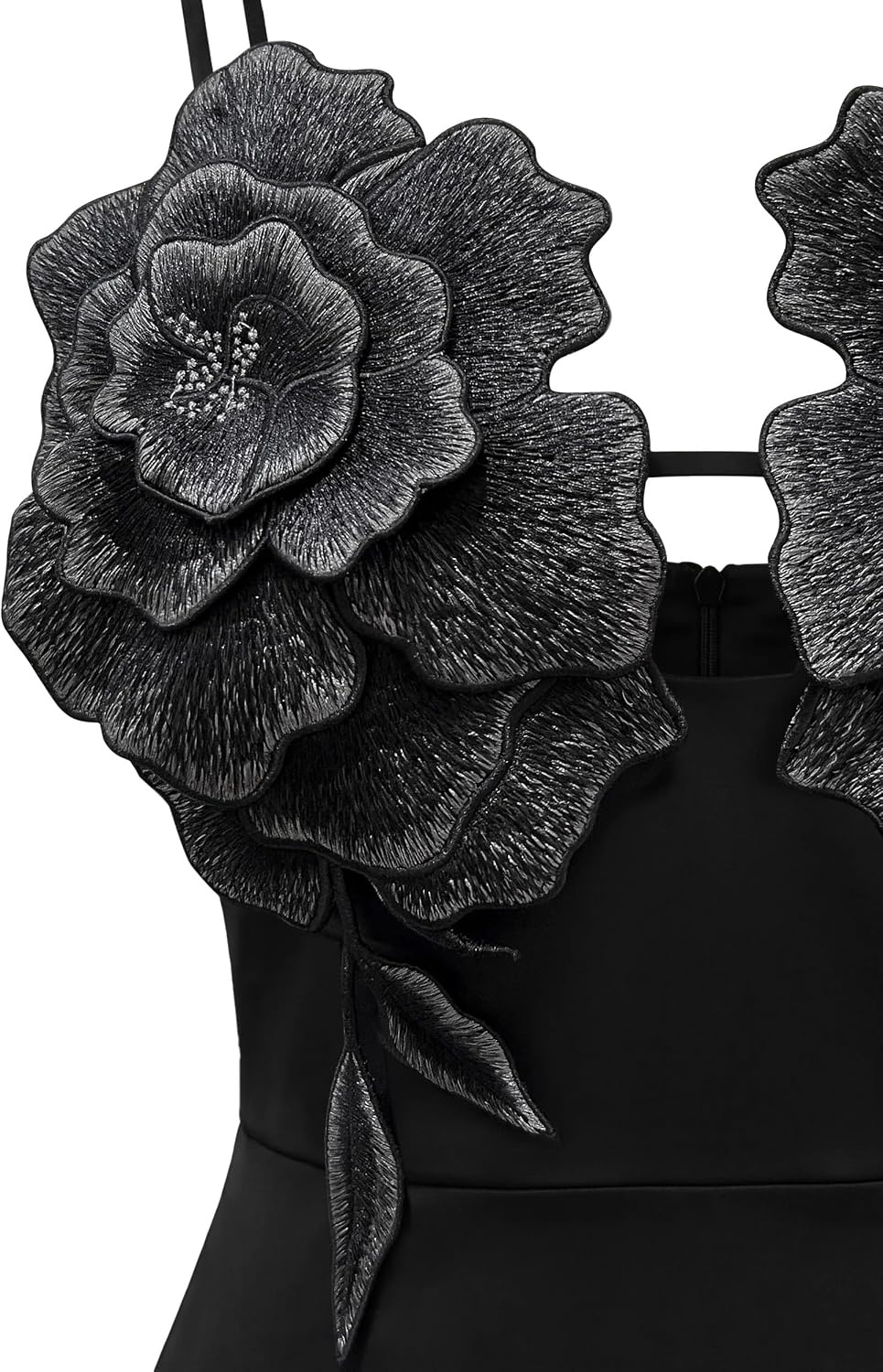 image:imageJW PEI Womens 3D Floral Strappy Maxi DressBlack