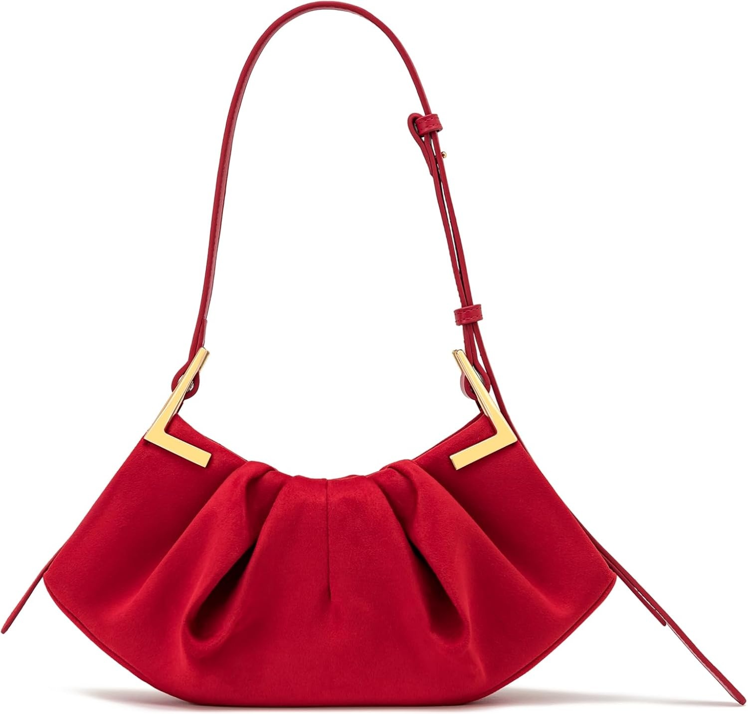 image:imageJW PEI Womens Amelia Faux Suede Pleated Shoulder BagRed