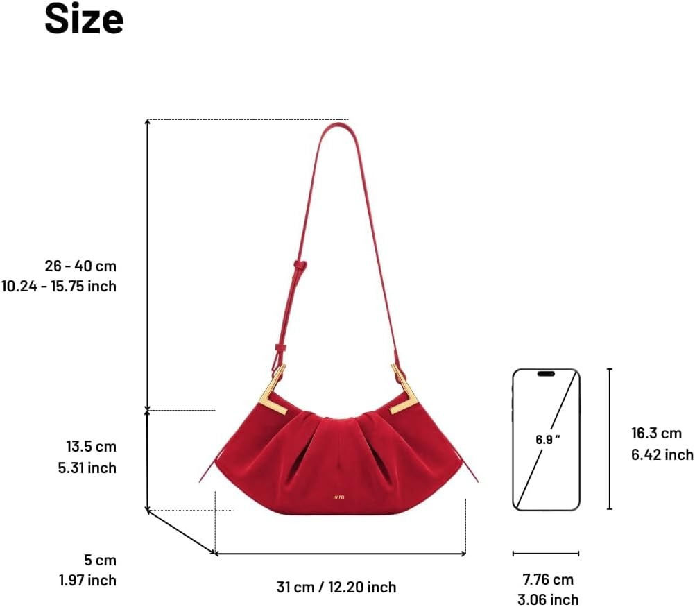 image:imageJW PEI Womens Amelia Faux Suede Pleated Shoulder BagRed