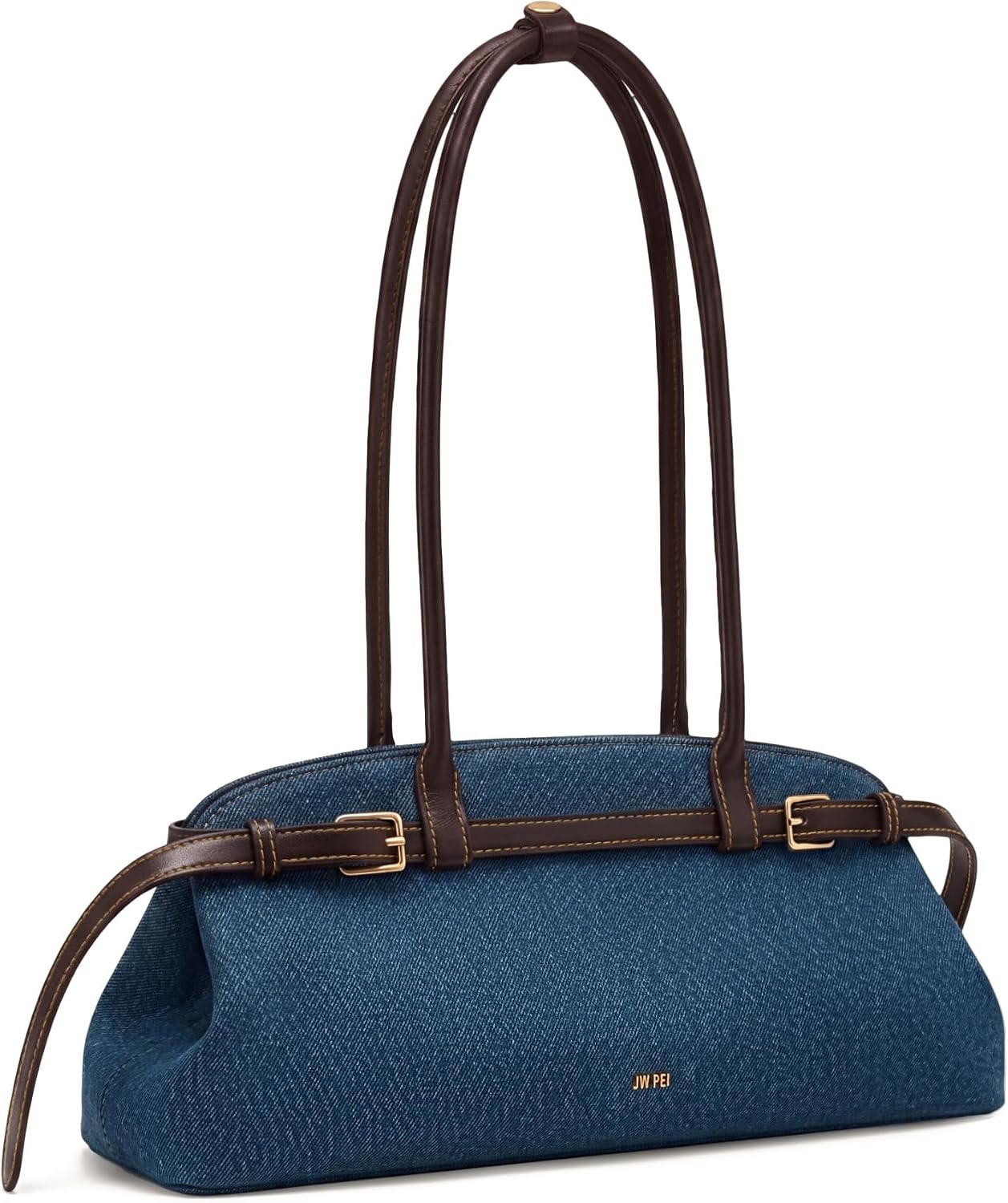 image:imageJW PEI Womens Arden Belt Detail EastWest Shoulder BagBlue Denim