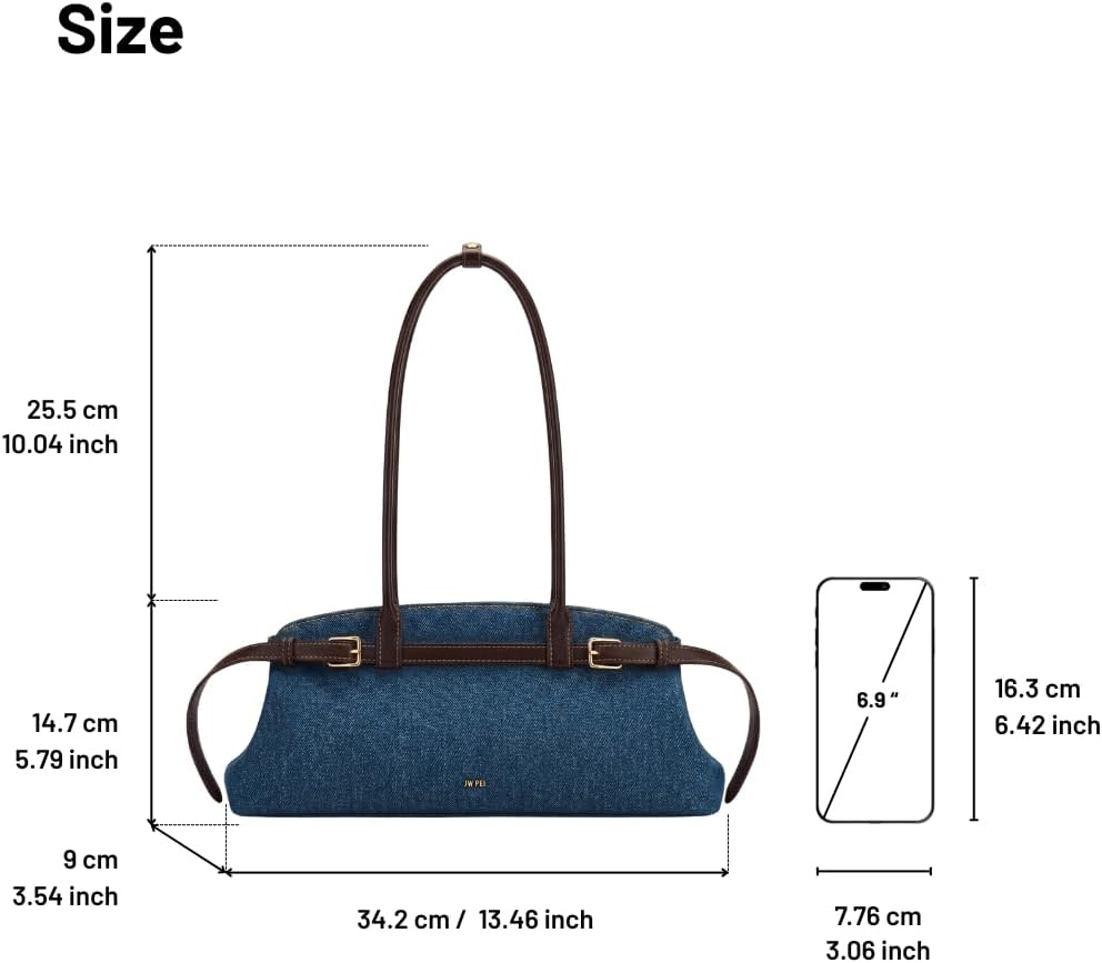 image:imageJW PEI Womens Arden Belt Detail EastWest Shoulder BagBlue Denim