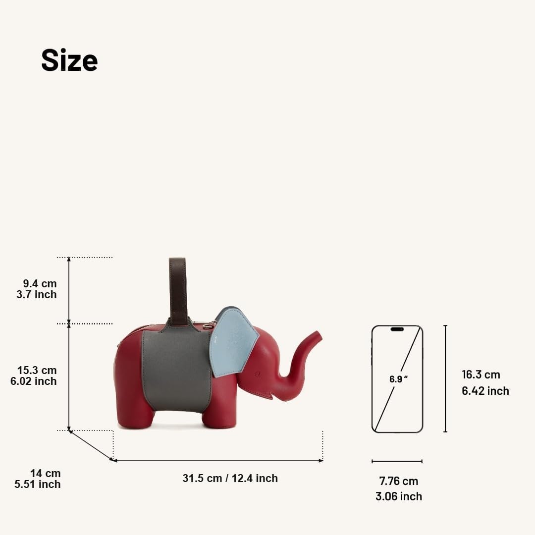 image:imageJW PEI Womens Claire Elephant Shaped HandbagRedDark Gray