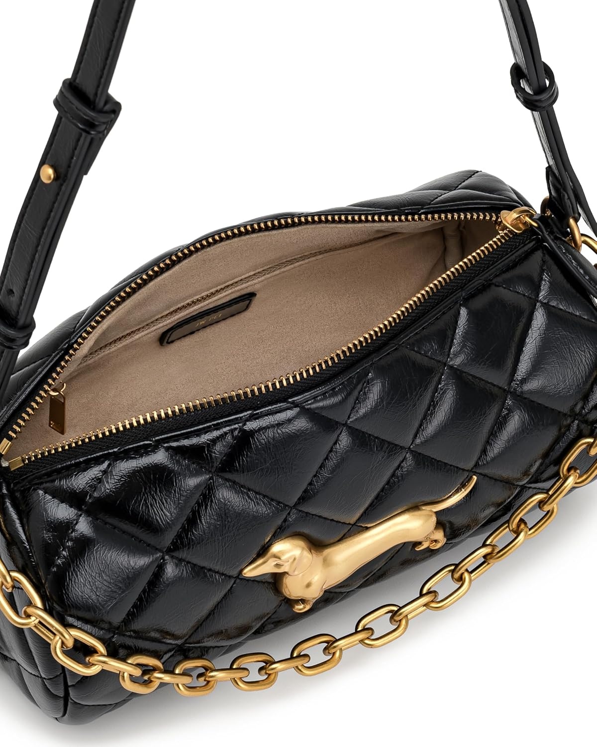 image:imageJW PEI Womens Dachshund Quilted Chain Shoulder BagBlack