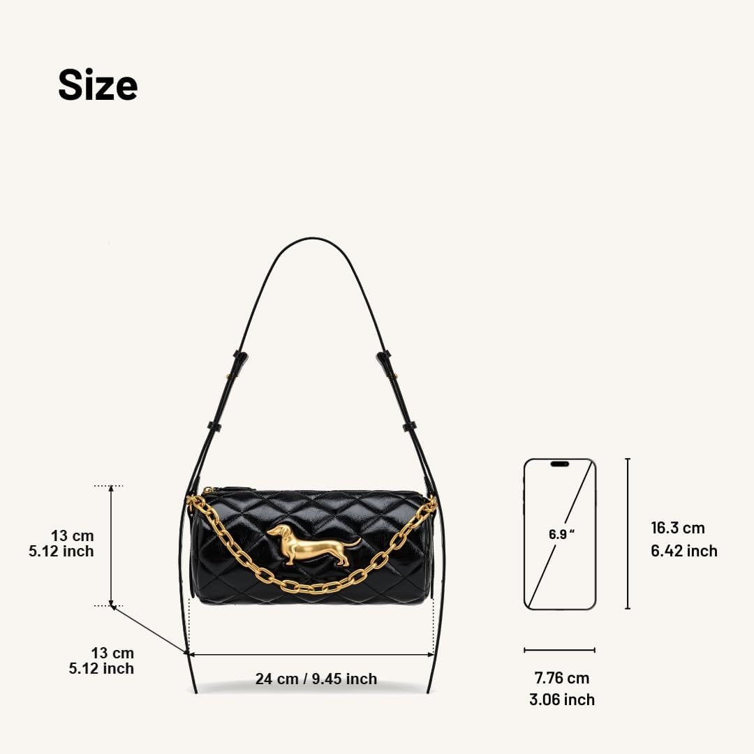 image:imageJW PEI Womens Dachshund Quilted Chain Shoulder BagBlack