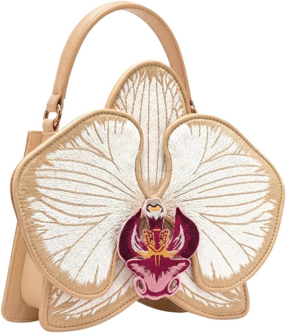 image:imageJW PEI Womens Flora Orchid Shaped Top Handle BagChampagne