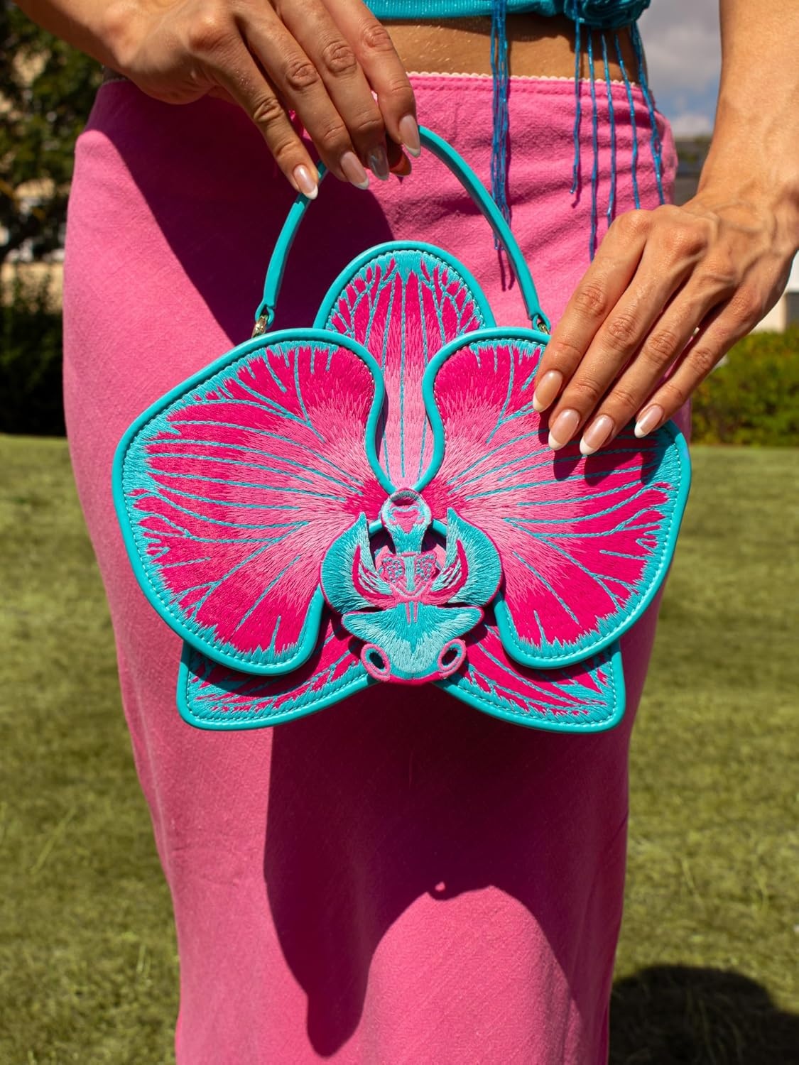 image:imageJW PEI Womens Flora Orchid Shaped Top Handle BagPink Blue