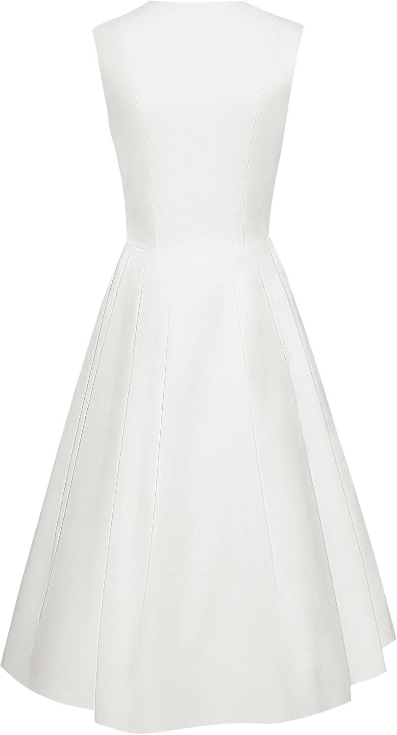 image:imageJW PEI Womens Front VNeck Pleated Midi DressWhite