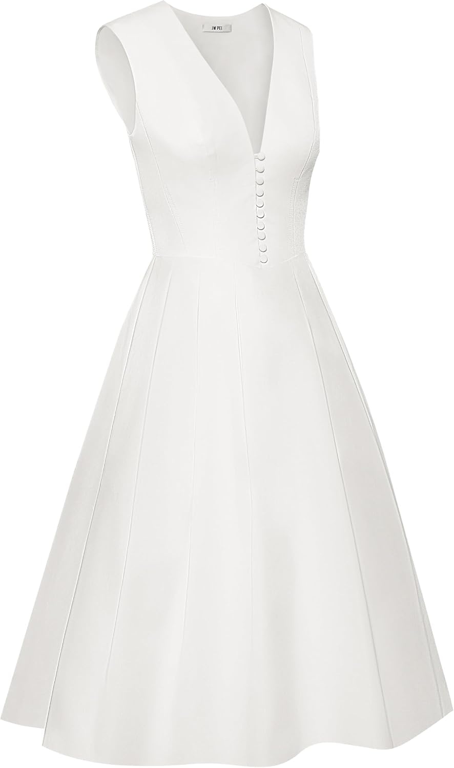 image:imageJW PEI Womens Front VNeck Pleated Midi DressWhite