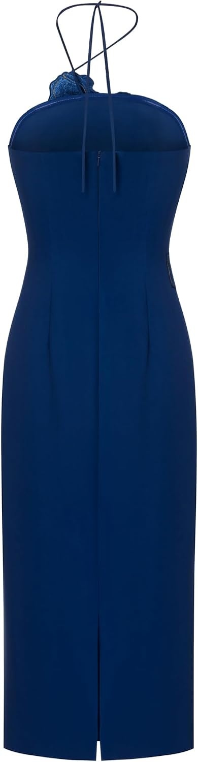 image:imageJW PEI Womens Iris Embroidered Halter Midi DressNavy Blue
