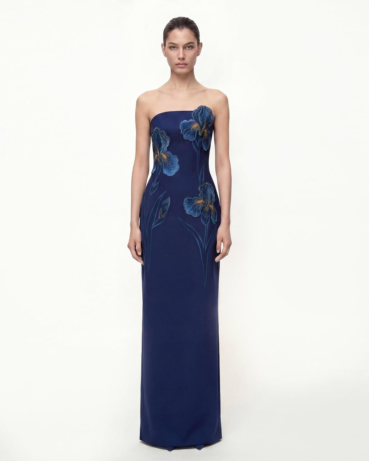 image:imageJW PEI Womens Iris Embroidered Strapless Maxi DressNavy Blue