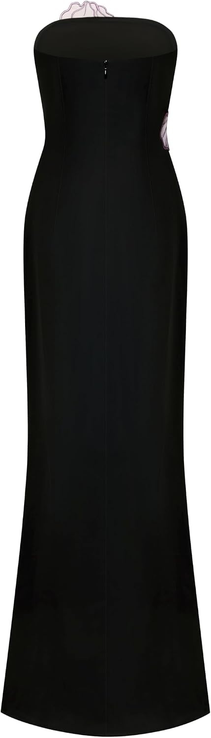 image:imageJW PEI Womens Iris FloralAppliqu Strapless Maxi DressBlack