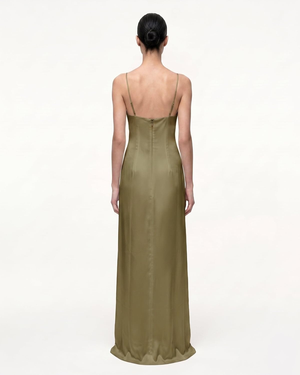 image:imageJW PEI Womens Iris Motif Satin Slip GownOlive Green