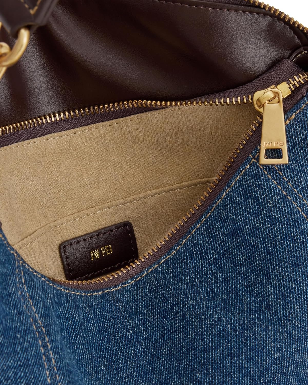 image:imageJW PEI Womens Jayla Metal Pendant Embellished Shoulder BagBlue Denim
