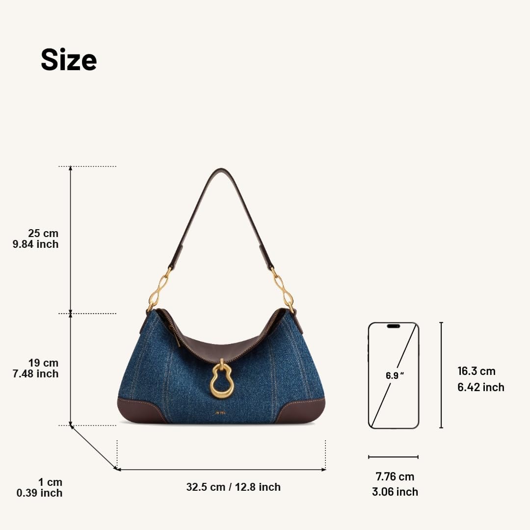 image:imageJW PEI Womens Jayla Metal Pendant Embellished Shoulder BagBlue Denim
