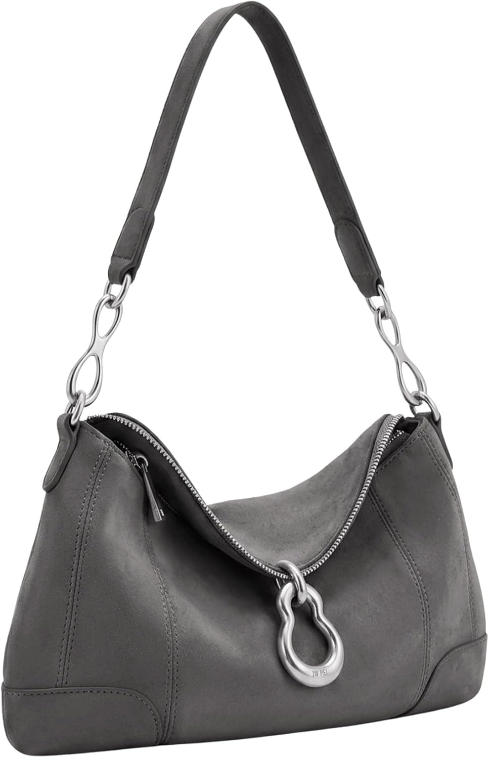 image:imageJW PEI Womens Jayla Metal Pendant Embellished Shoulder BagDark Grey