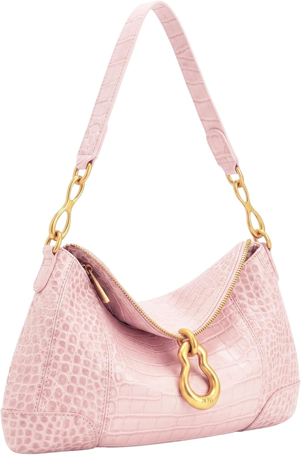image:imageJW PEI Womens Jayla Metal Pendant Embellished Shoulder BagPink Croc
