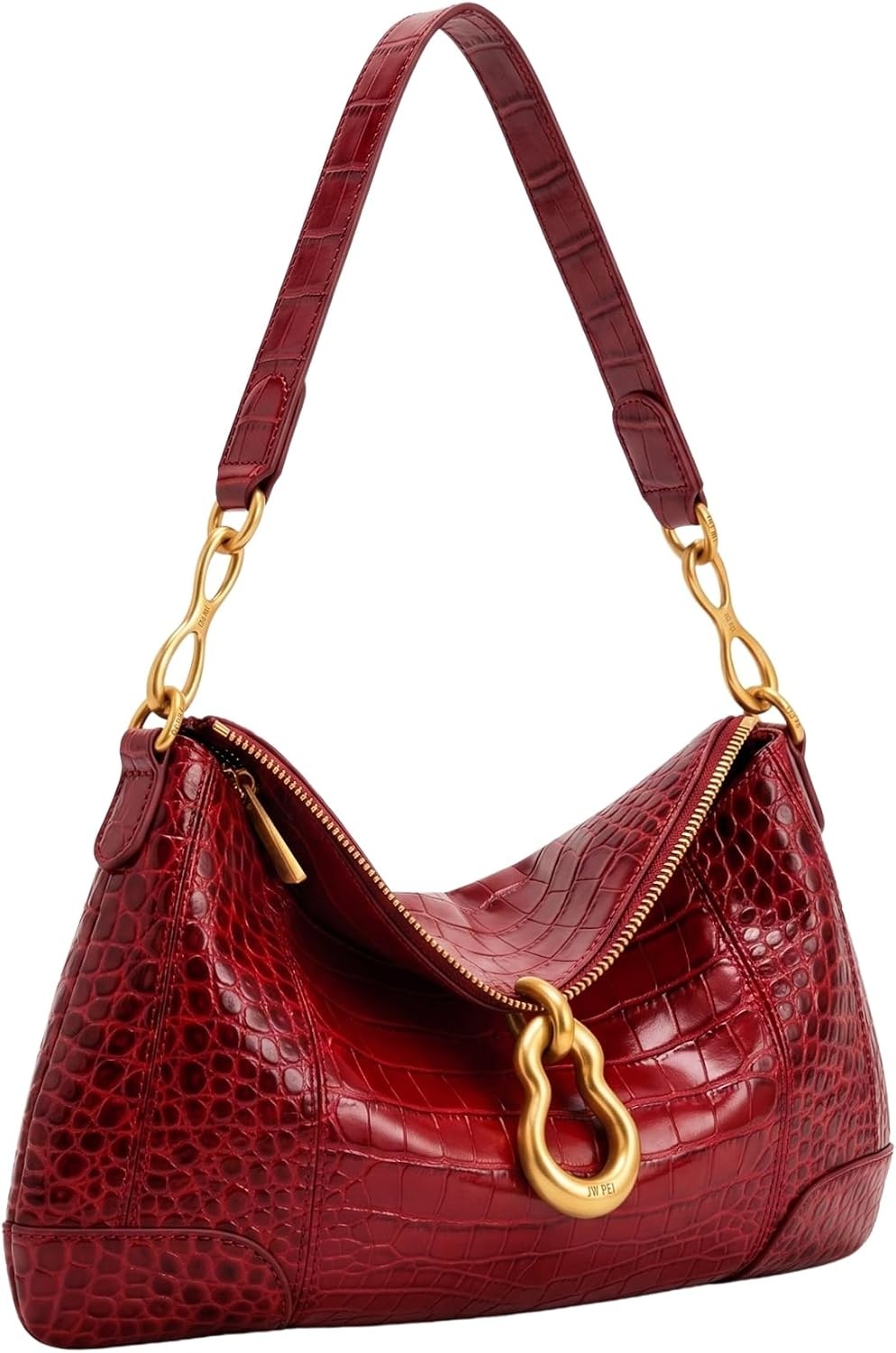 image:imageJW PEI Womens Jayla Metal Pendant Embellished Shoulder BagRed Croc