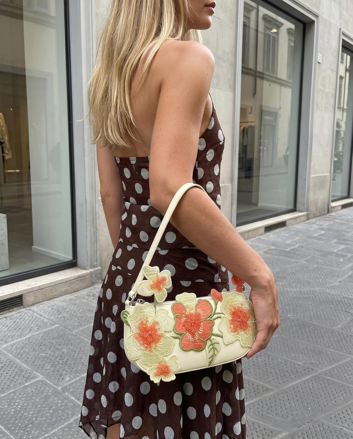 image:imageJW PEI Womens Leona Bead Embellished Shoulder BagOffwhite