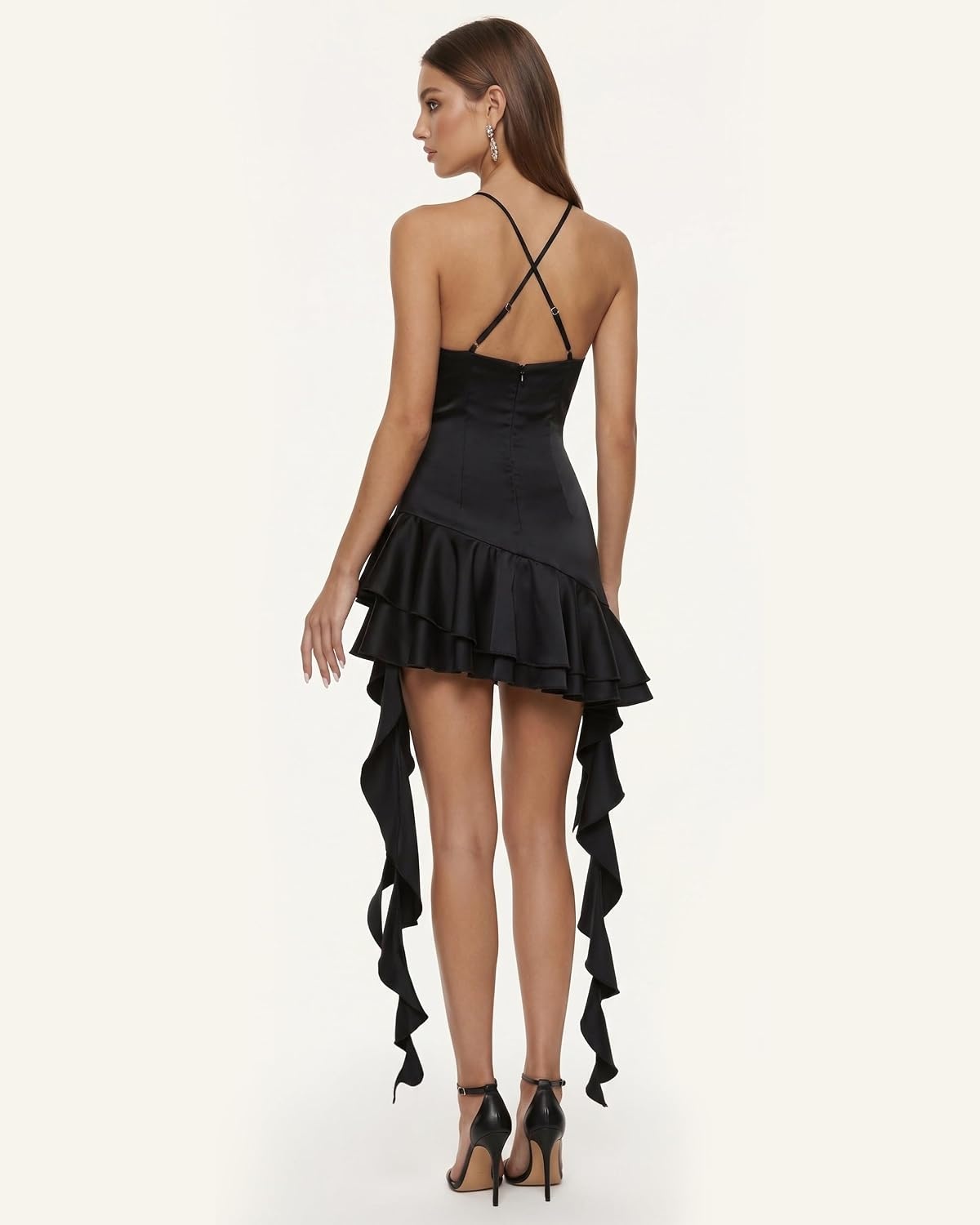 image:imageJW PEI Womens Orchid Embroidered Ruffle Hem Mini DressBlack
