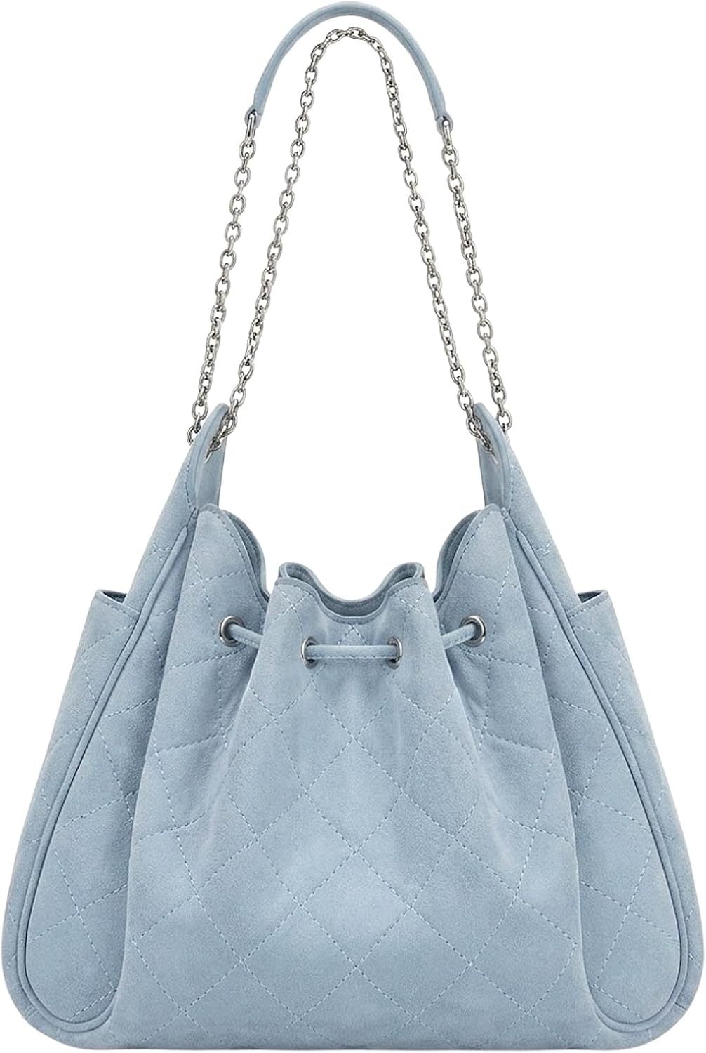 image:imageJW PEI Womens Rowan Ruched Drawstring Chain Bucket BagBlue
