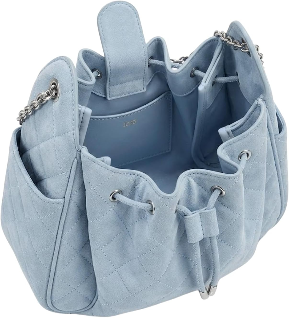 image:imageJW PEI Womens Rowan Ruched Drawstring Chain Bucket BagBlue