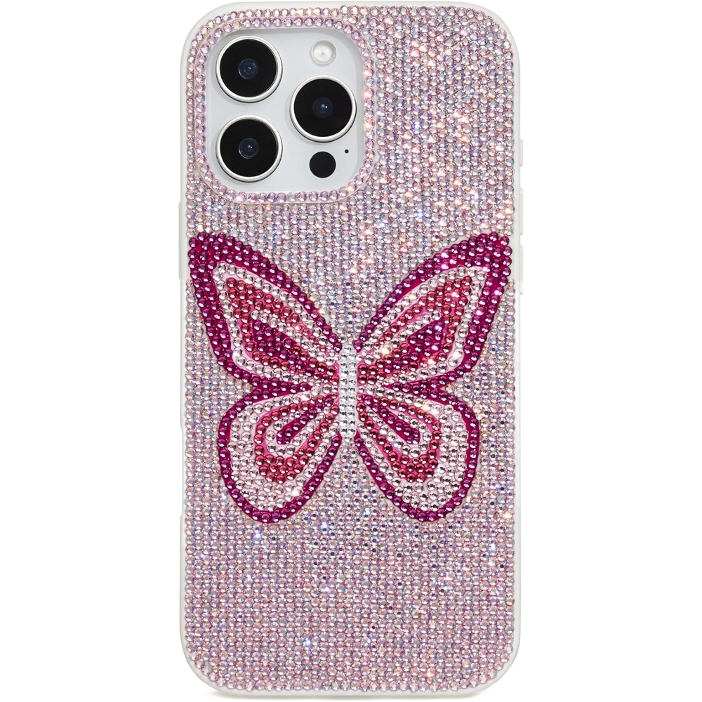 image:imageJW PEI Shark Blue Artificial Crystal Phone Case BlueButterfly Pink