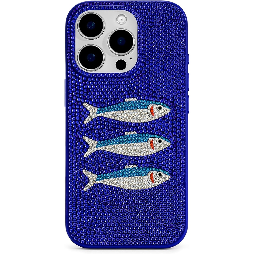 image:imageJW PEI Shark Blue Artificial Crystal Phone Case BlueFish BlueWhite