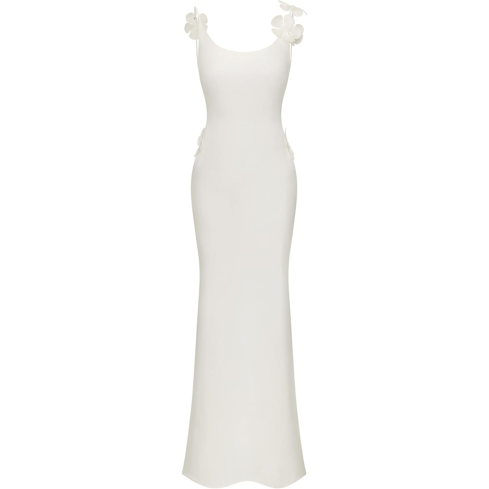 image:imageJW PEI Womens 3D Floral Appliqu Satin DressWhite