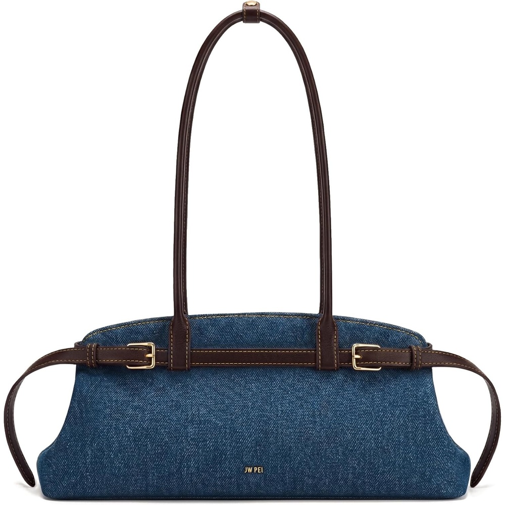 image:imageJW PEI Womens Arden Belt Detail EastWest Shoulder BagBlue Denim
