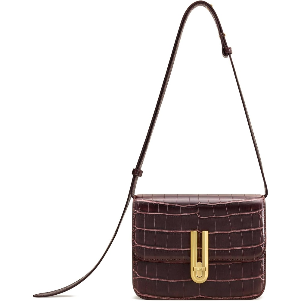 image:imageJW PEI Womens Evania Lock Pebbled Shoulder BagBurgundy Croc