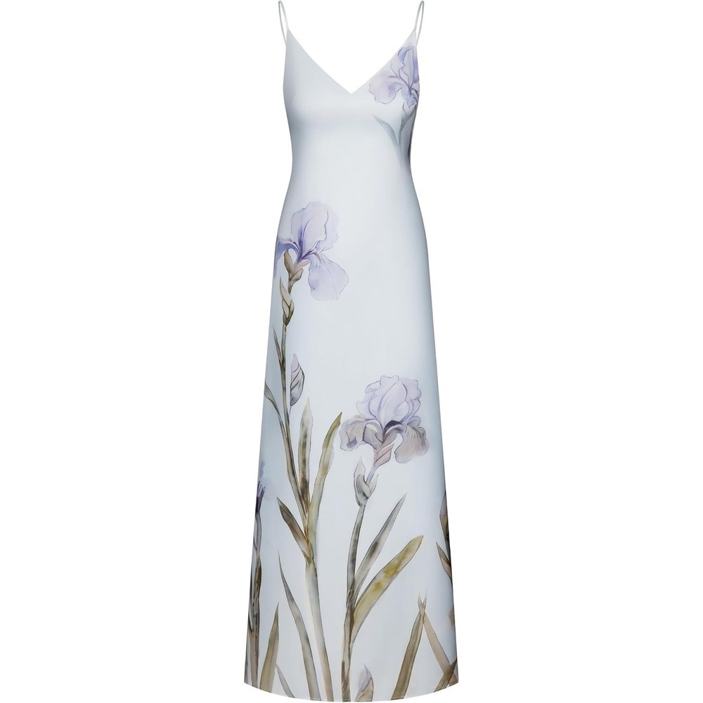 image:imageJW PEI Womens Iris Motif Satin Slip GownLight Blue