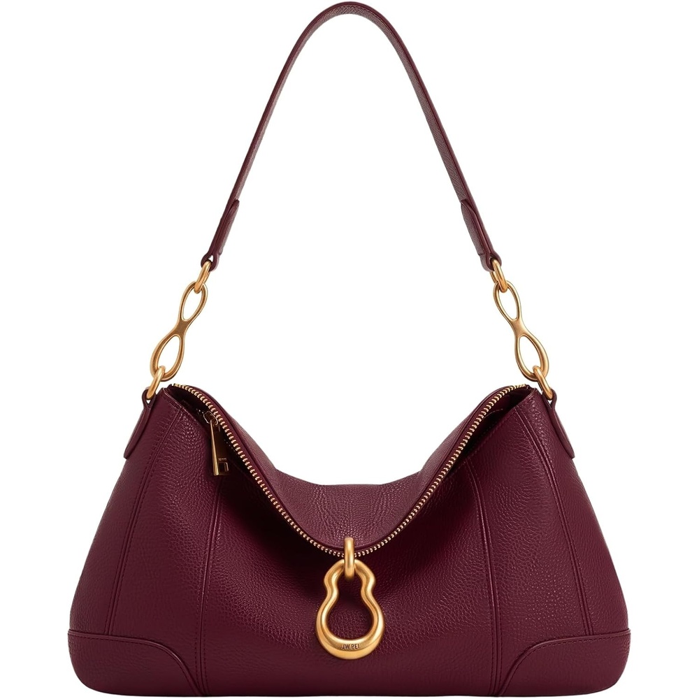 image:imageJW PEI Womens Jayla Metal Pendant Embellished Shoulder BagBurgundy