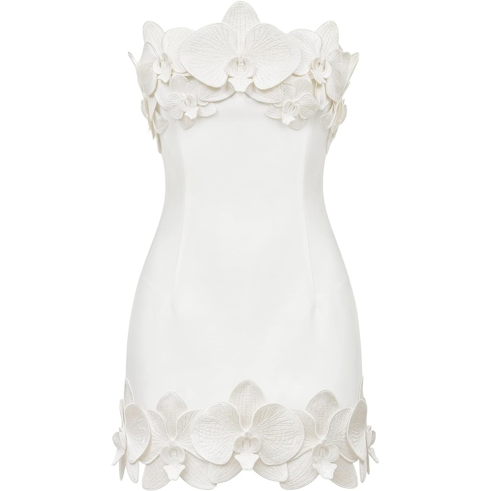 image:imageJW PEI Womens Orchid Trim Strapless Mini DressWhite
