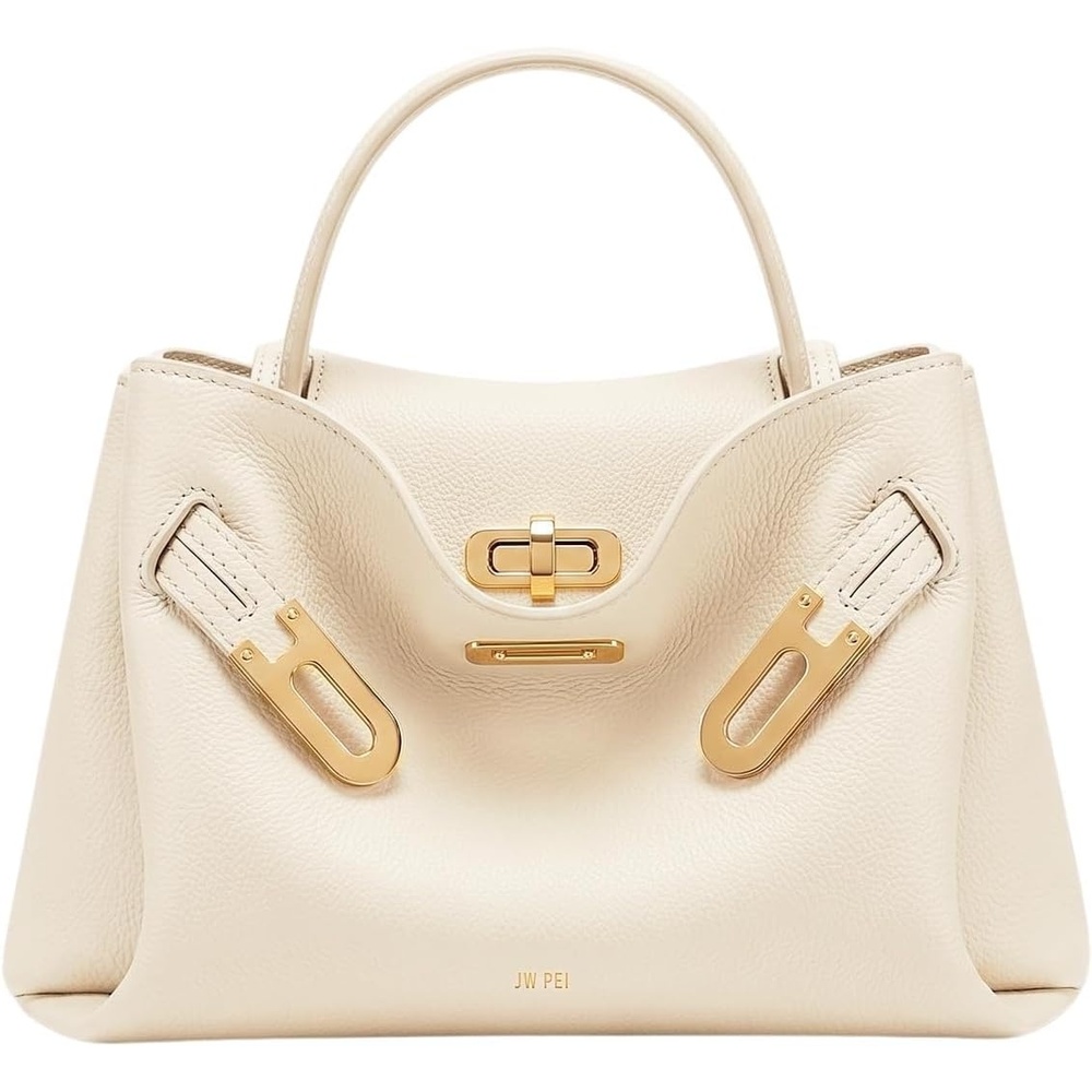 image:imageJW PEI Womens Rhea Small Pebbled Double Buckle Shoulder BagWhite