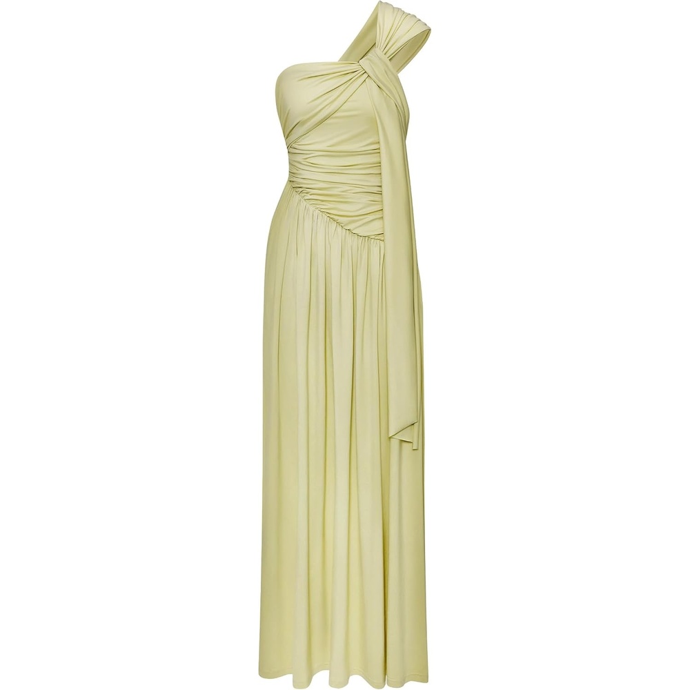 image:imageJW PEI Womens Ruched OneShoulder Maxi Dress with Trailing SashGreen