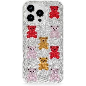 JW PEI Shark Blue Artificial Crystal Phone Case – Blue(Bear Bling White)