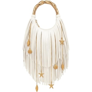 JW PEI Women’s Chloe Metal Handle Fringe Top Handbag(Off-white)